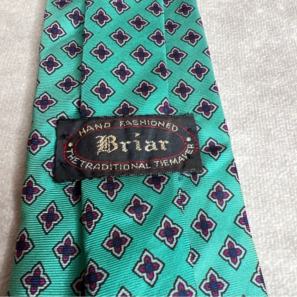 Briar Neck Tie Teal Red Flower Italian Silk Los Angeles Athletic Club 57” READ - Picture 9 of 12